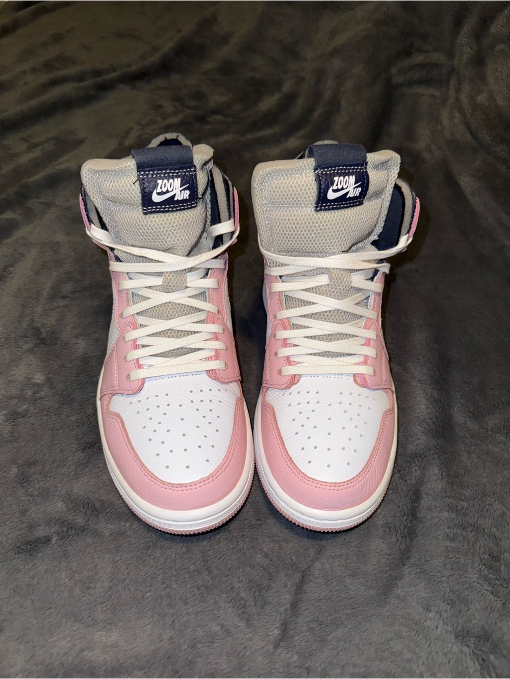 Nike Pink and White High-Top Zoom Air Sneakers